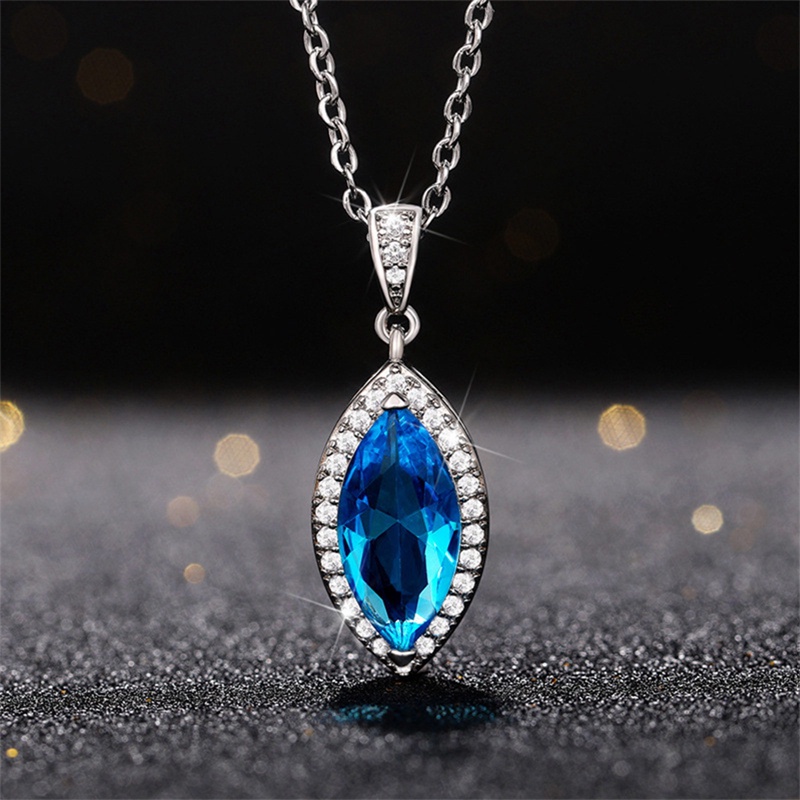 Ygt Vòng cổ Đính Đá Zircon Màu Xanh Da Trời Thời Trang Sang Trọng Dành Cho Nữ