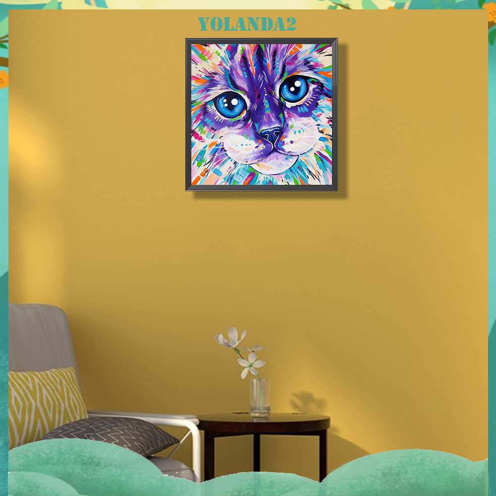 Tranh Đính Đá Kim Cương Toàn Bộ 5D DIY Hình Vẽ Mèo Trang Trí Nhà Cửa