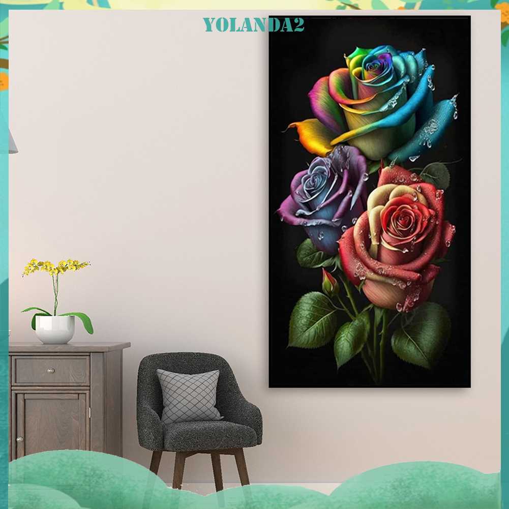 Tranh Đính Đá Kim Cương Toàn Bộ 5D DIY Hình Vẽ Hoa Hồng