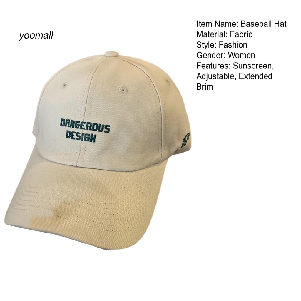 Mũ Lưỡi Trai Màu Trơn Thêu Chữ Phong Cách Hip Hop Hàn Quốc Cho Nữ