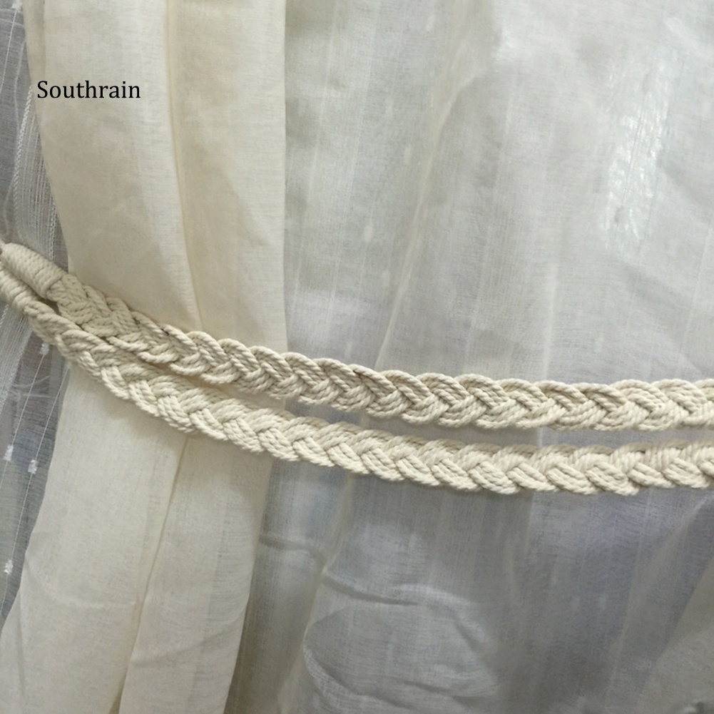 Set 2 Dây Cột Rèm Cửa Thắt Nút Xoắn Bằng Vải Cotton