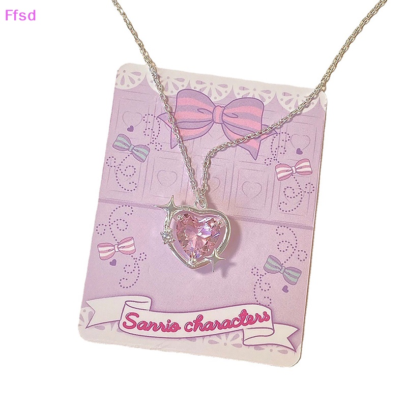 {Ffsd} Vòng cổ Bạc Mặt Trái Tim Pha Lê Hồng Rỗng Thời Trang Hàn Quốc Cổ Điển Dành Cho Nữ Trang Sức Đám Cưới * Bán Chạy