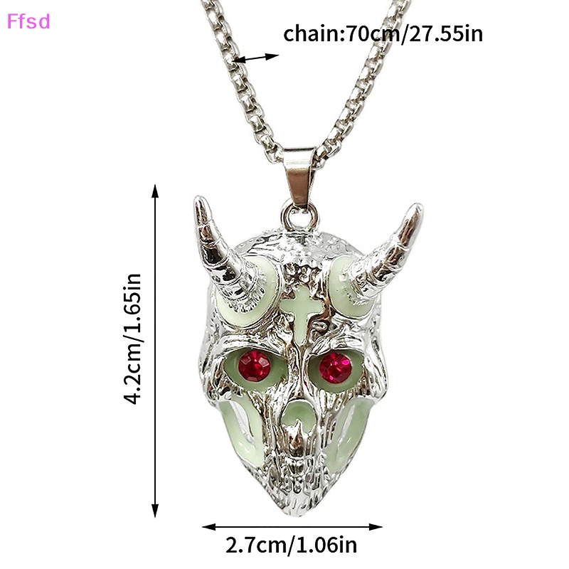 {Ffsd} Vòng cổ Mặt Hình Đầu Lâu Ram Dạ Quang Cổ Điển Trang Sức Halloween Cho Nam * Hàng Bán Chạy