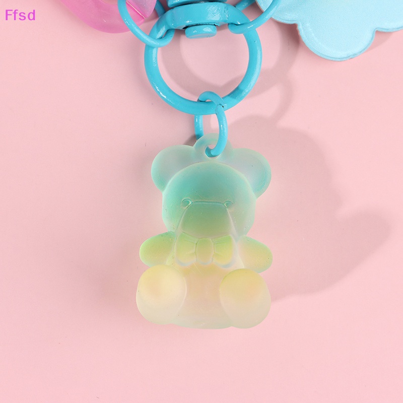 Móc Khóa Mặt Hình Gấu Và Hoa Màu Sắc Ngọt Ngào Cho Nữ {Ffsd}