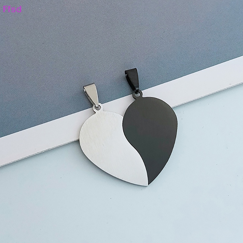 1 Cặp Vòng cổ Đôi Hình Trái Tim Bằng Thép Không Gỉ Thời Trang