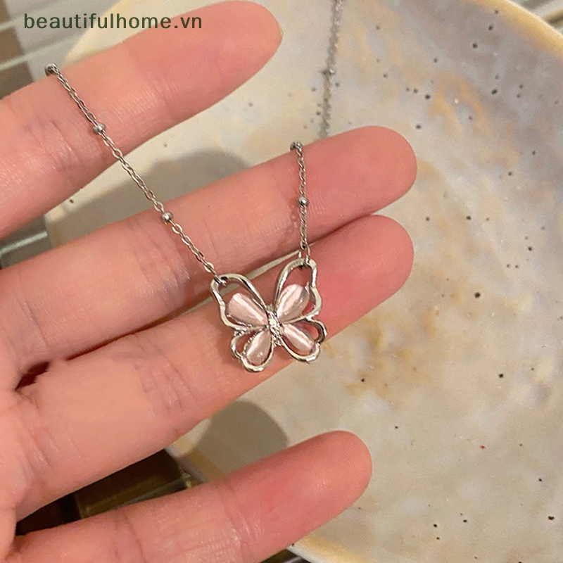 [Đẹp Mắt] Vòng cổ Bạc Mặt Hình Bướm Đính Đá Pha Lê Lấp Lánh Tinh Tế Cho Nữ Làm Quà Tặng Đám Cưới [beauty]