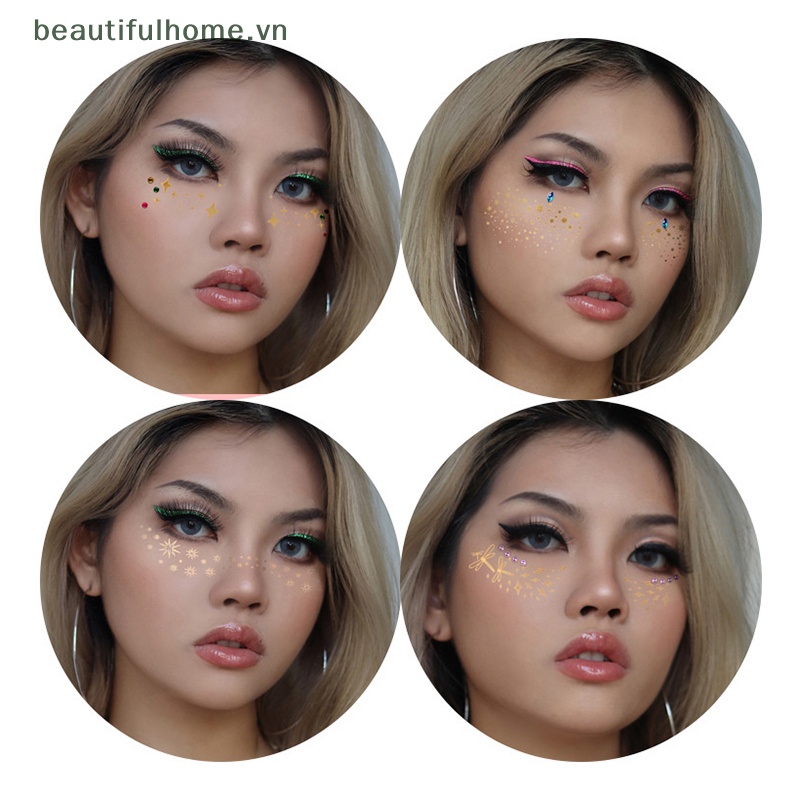 Hình Xăm Dán Trang Điểm Mắt / Mặt / Cơ Thể Ánh Đồng Lấp Lánh Chống Thấm Nước