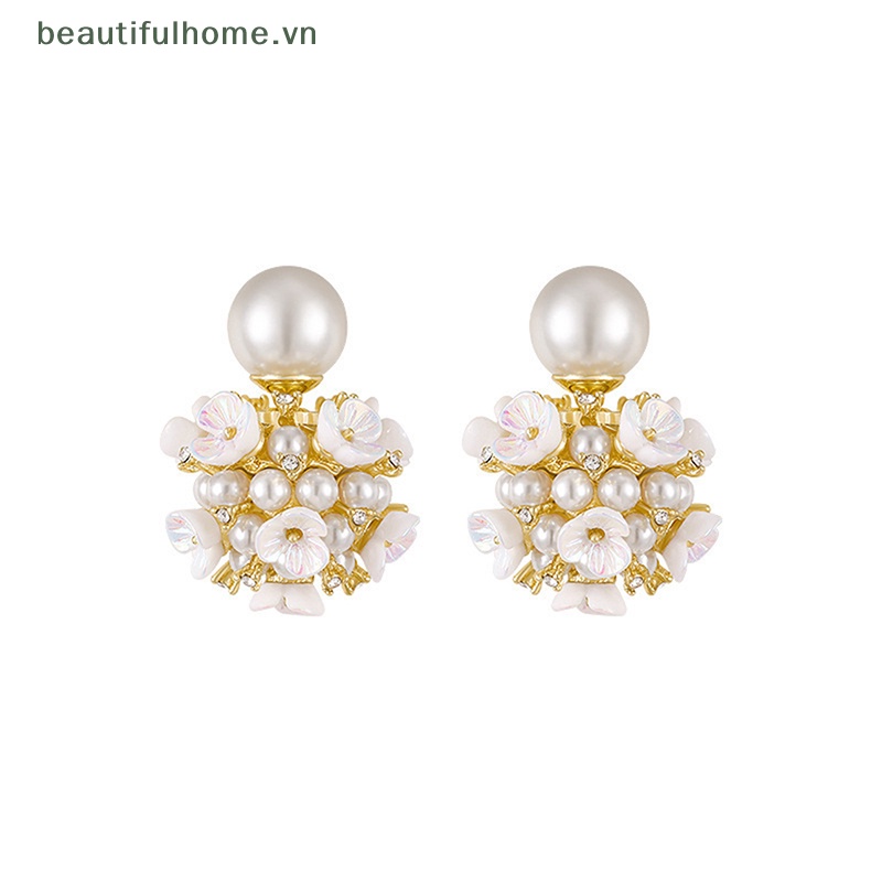 [Đẹp Mắt] Bông Tai Hai Mặt Hình Hoa Ngọc Trai Thanh Lịch Thời Trang Cho Nữ [beauty]