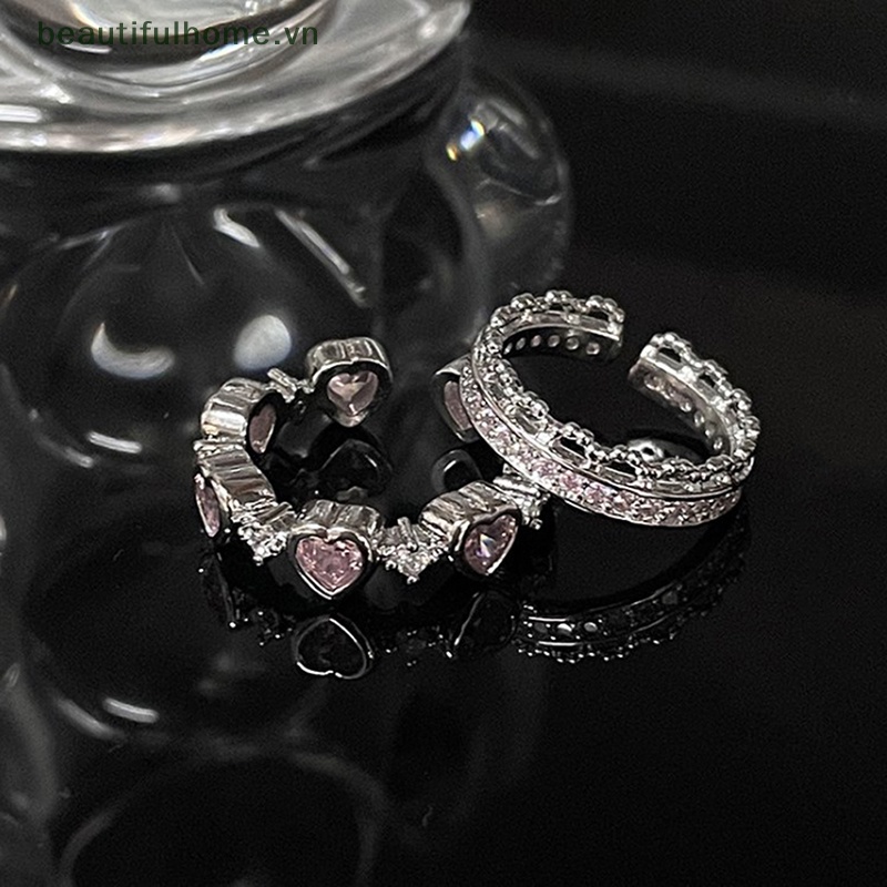 Nhẫn Hình Trái Tim Mắt Mèo Đính Đá Mắt Mèo Phong Cách Gothic Thời Trang Sáng Tạo Dành Cho Nữ