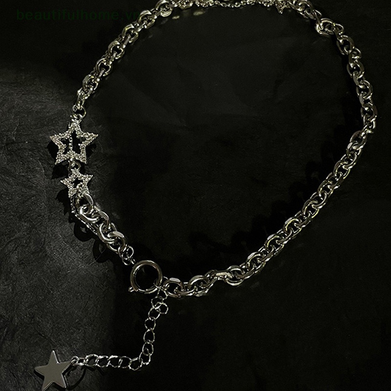 Vòng Cổ Choker Y2k Nhiều Lớp Đính Đá Zircon Hình Ngôi Sao Lấp Lánh Thời Trang Cho Nữ