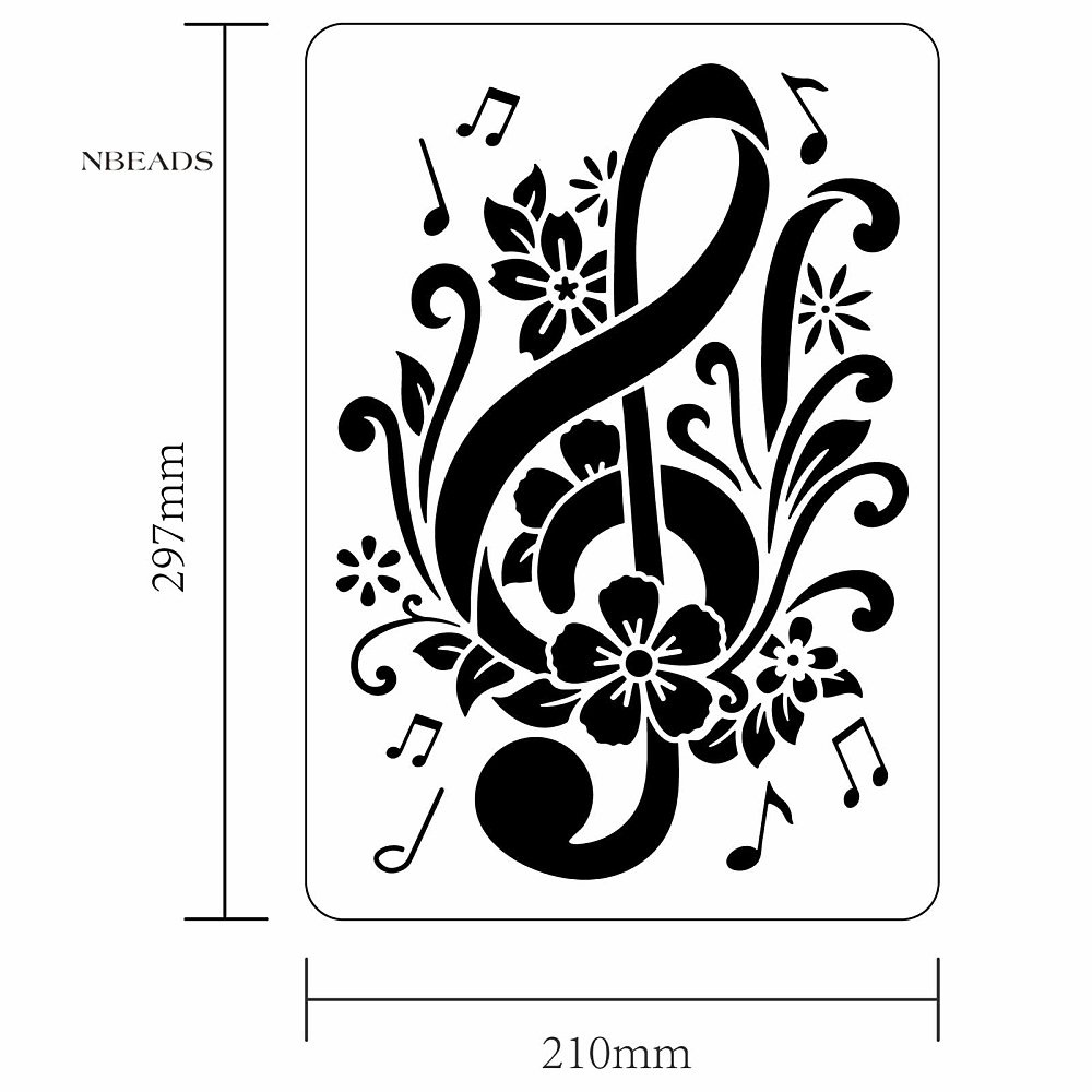 1 Khuôn Vẽ Bằng Nhựa Hình Nốt Nhạc 29.7x21cm