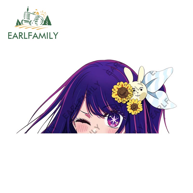Earlfamily 13cm Hoshio Oshi no ko Peeker Phụ Kiện Xe Hơi Vinyl Đề Can Anime Cá Tính Xe Dán Cho Xe Máy Laptop Windows