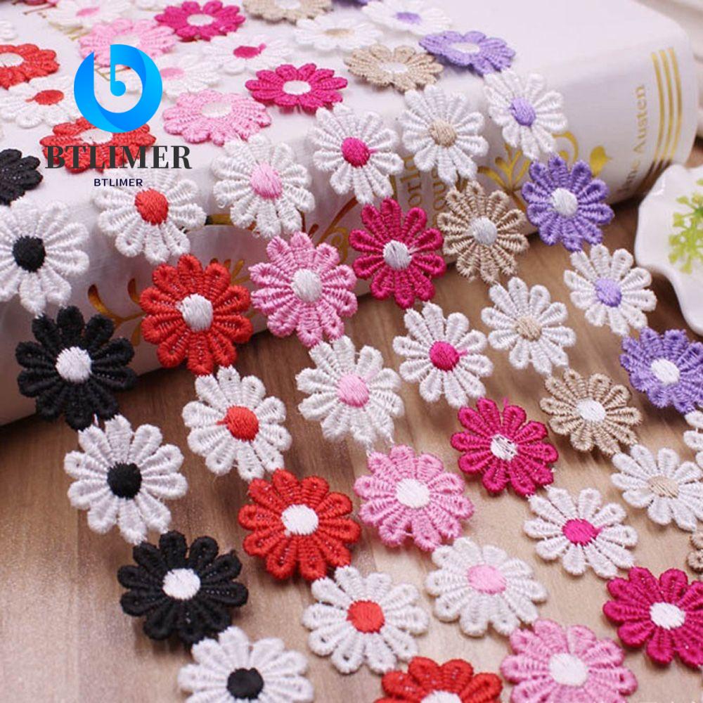 Cuộn Dây Ruy Băng 2 Yards 2.5cm Hai Màu Sắc Bằng Polyester Phối Ren Thêu Thủ Công