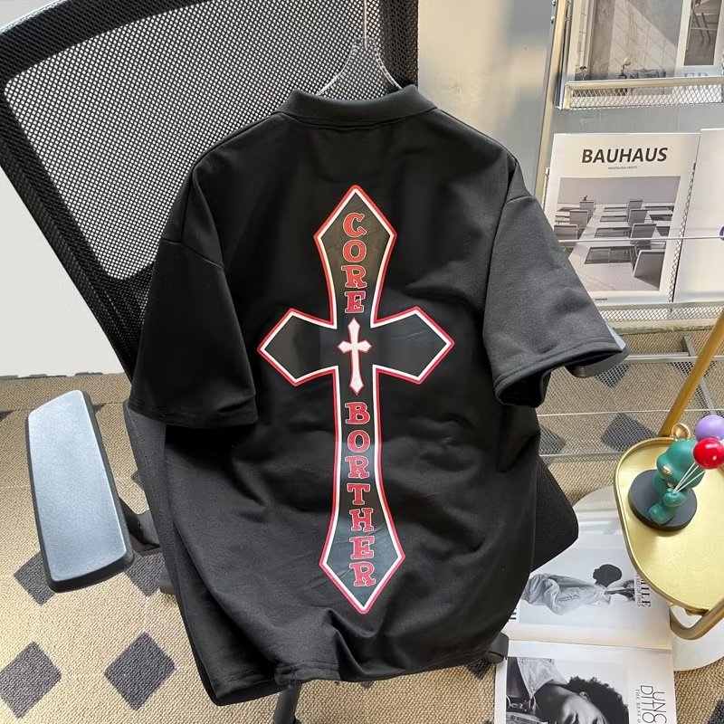 Áo Thun polo Tay Ngắn Dáng Rộng Phong Cách Hip Hop Mỹ Thời Trang Cho Nam