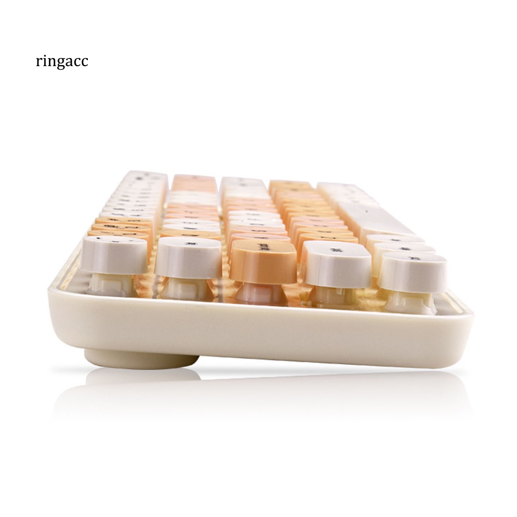 1 Bộ Bàn Phím Không Dây 2.4GHz Hình Tròn Kèm Chuột Dễ Thương Có Thể Sạc Lại