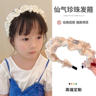 韩系儿童珍珠发箍蕾丝女童气质公主编发头箍可爱宝宝蝴蝶结仙美头箍头饰发饰