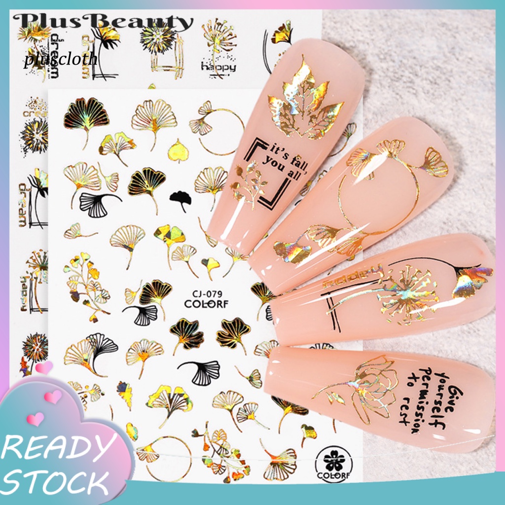 1 Tấm Nhãn Dán Trang Trí Móng Tay Tự Dính Họa Tiết Lá Bướm 3D