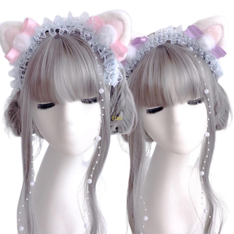 Băng Đô Tai Gấu Phối Ren Phong Cách Lolita