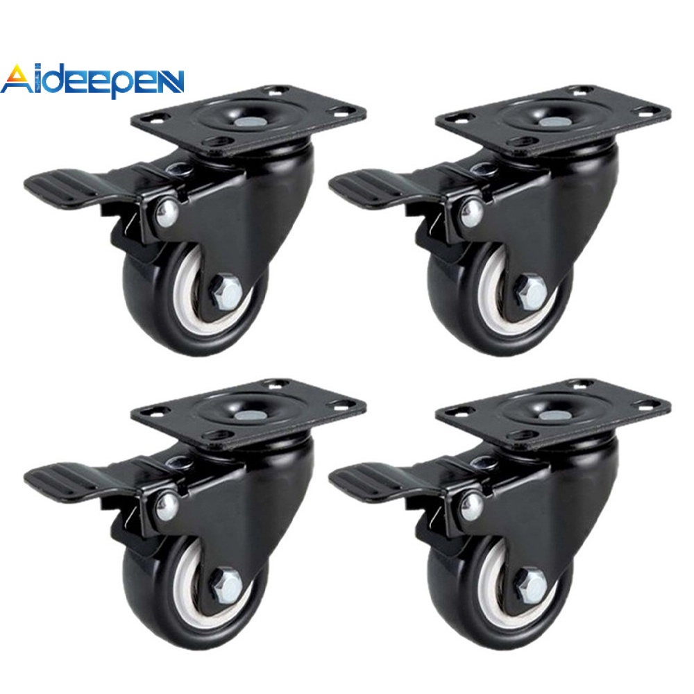 Set 4 Bánh Xe 2 "Màu Đen Bằng Polyurethane