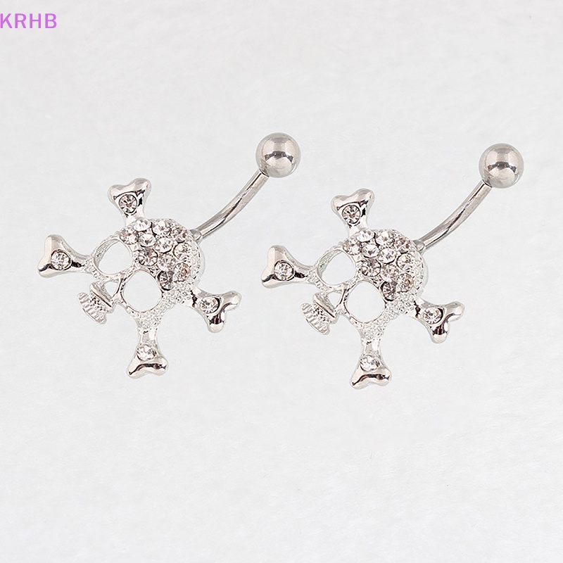 Khuyên Rốn Hình Đầu Lâu Bằng Thép Không Gỉ Đính Đá Thời Trang Cho Nữ Mới