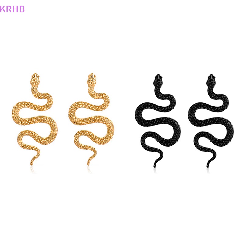 1 Đôi Khuyên Tai Kim Loại Hình Rắn Phong Cách Punk Cá Tính Mới