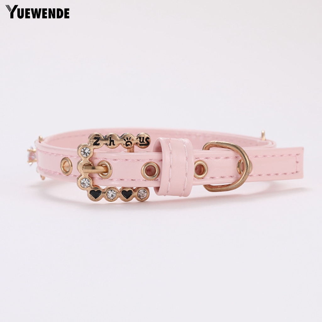 Vòng Cổ YQ.E Bằng Da Bò Đính Đá Có Thể Điều Chỉnh Thời Trang Dành Cho Thú Cưng