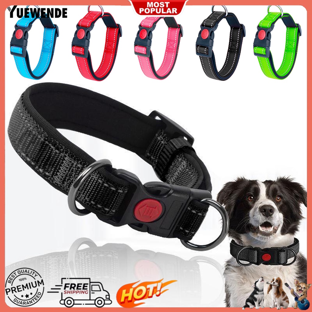 Yq.e Vòng Cổ Nylon Khóa Kim Loại Phản Quang Dạng Chữ D Có Thể Điều Chỉnh Độ Dài An Toàn Dành Cho Chó Nhỏ Và Vừa