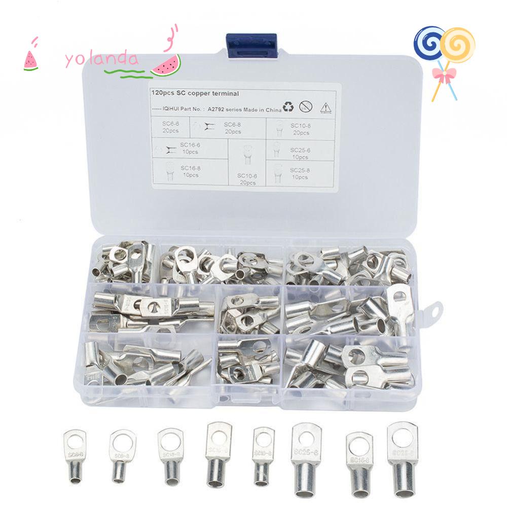 Bộ 120 Đầu Nối Dây Điện Bằng Đồng 4 Loại 8 Kích Cỡ Chuyên Dụng