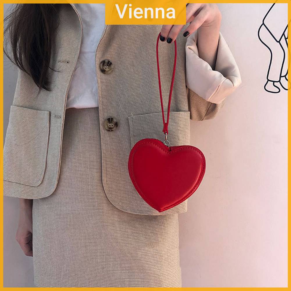 Ví Da Mini Cầm Tay Hình Trái Tim Thời Trang Cho Nữ