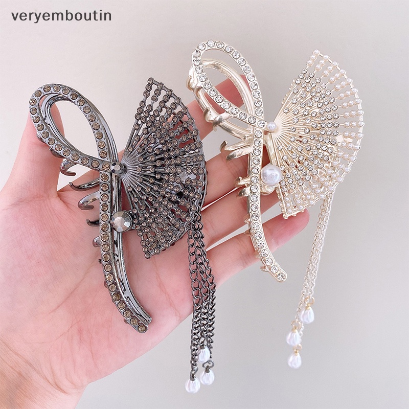 Kẹp Tóc Kim Loại Hình Cá Mập Cỡ Lớn Phối Tua Rua Phong Cách Hanfu Cổ Điển