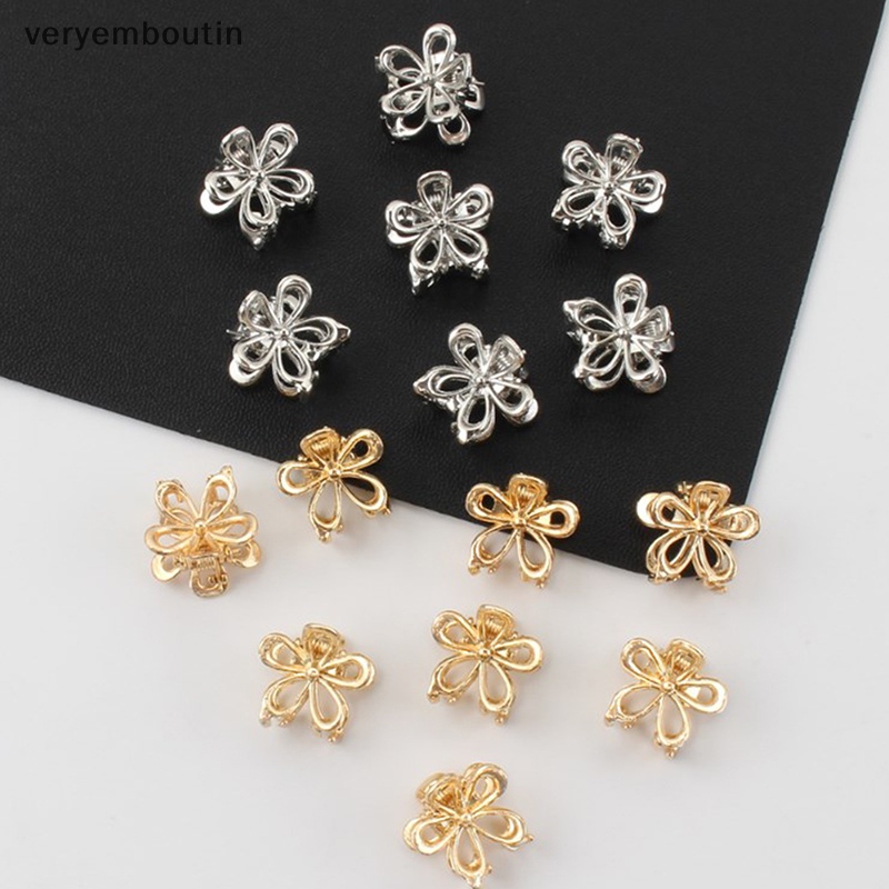 Bộ 2 Kẹp Tóc Kim Loại Mini Hình Bông Hoa Dễ Thương Dành Cho Nữ