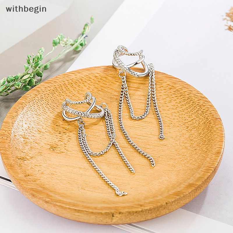 Khuyên Kẹp Vành Tai Nhiều Lớp Đính Đá Zircon Đơn Giản Sáng Bóng Cho Nữ