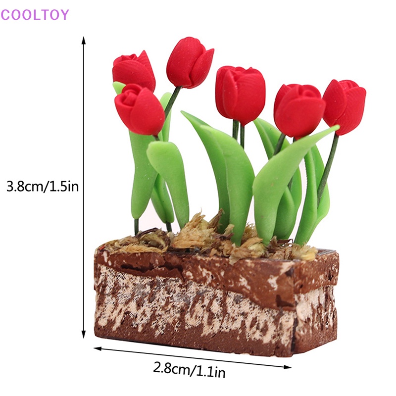 Mô Hình Hoa Tulip Đỏ Mini Tỷ Lệ 1: 12 Trang Trí Sân Vườn / Nhà Búp Bê