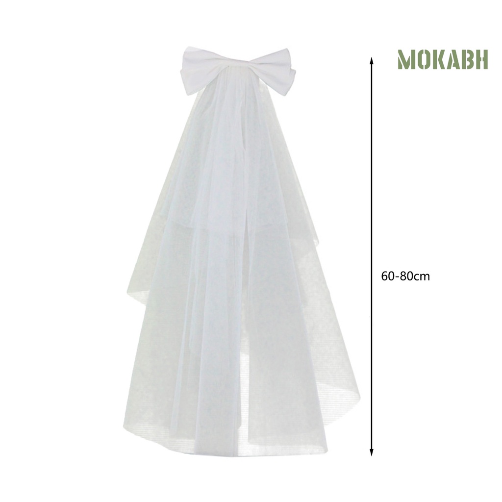 Mạng Che Mặt Lưới Hai Lớp Thắt Nơ Cổ Điển [Mokabh] Cho Cô Dâu Chụp Ảnh
