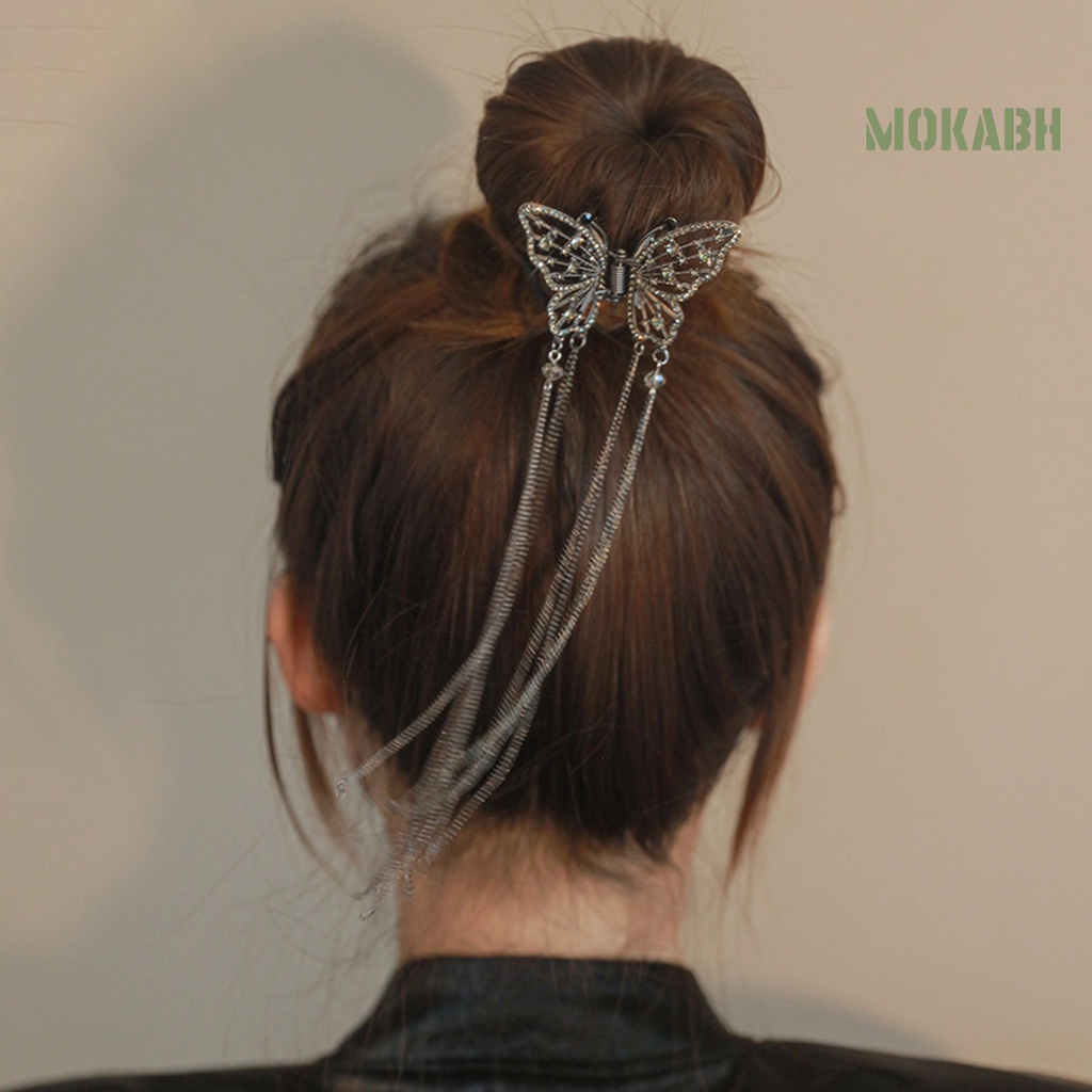 Kẹp Tóc Hình Bướm Rỗng Đính Ngọc Trai Giả Sang Trọng Chống Trượt