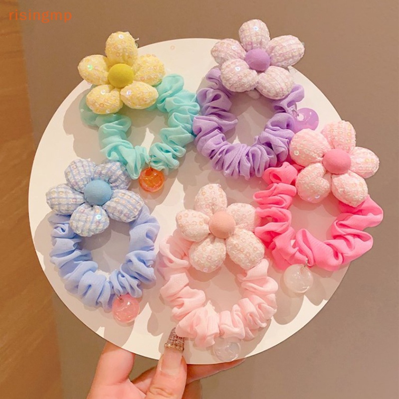 1 Dây Buộc Tóc Đính Hoa / Đuôi Ngựa Đính Kim Sa Dễ Thương Phong Cách Hàn Quốc Cho Bé Gái