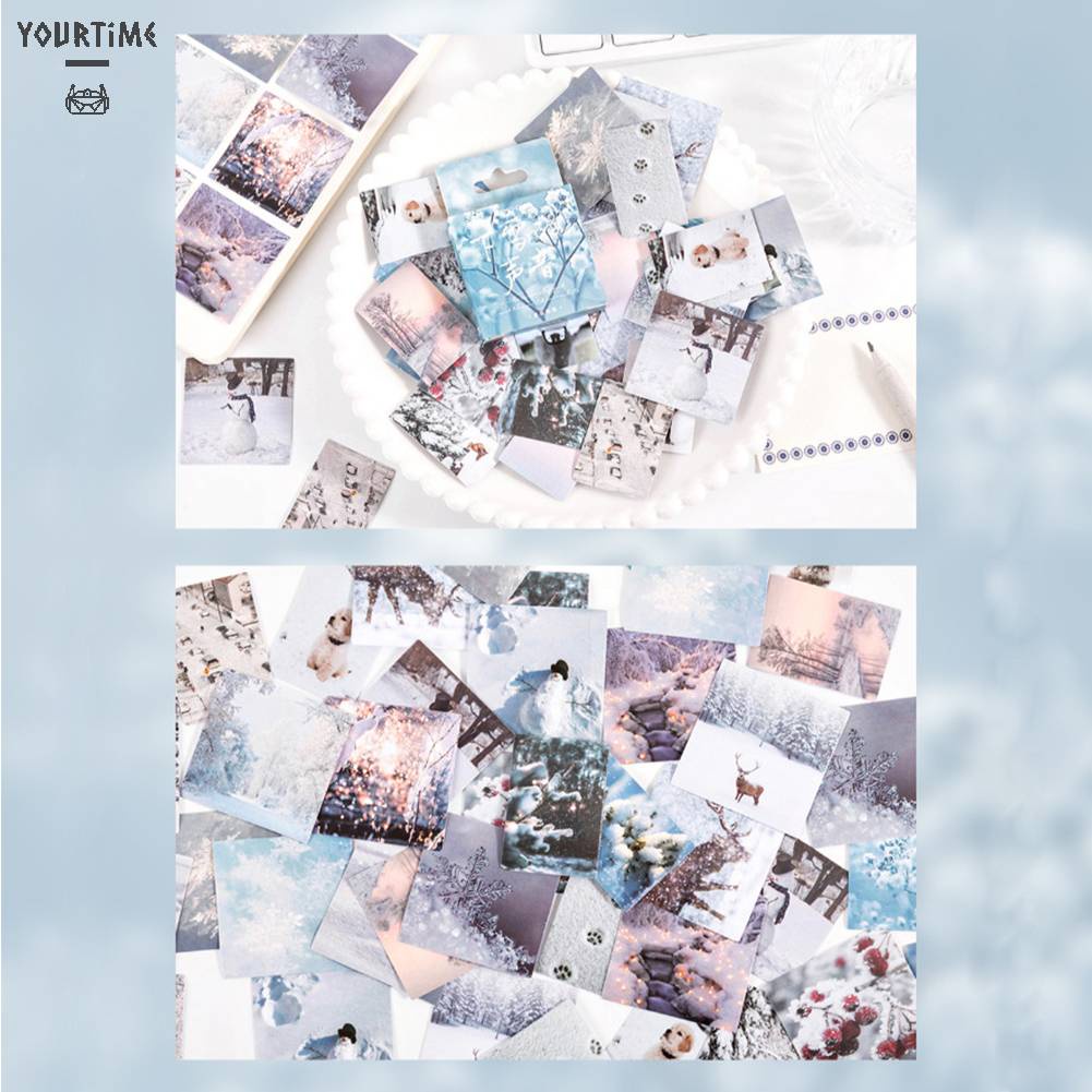 Set 46 Miếng Dán Trang Trí Album DIY Hình Phong Cảnh Mùa Đông Sáng Tạo