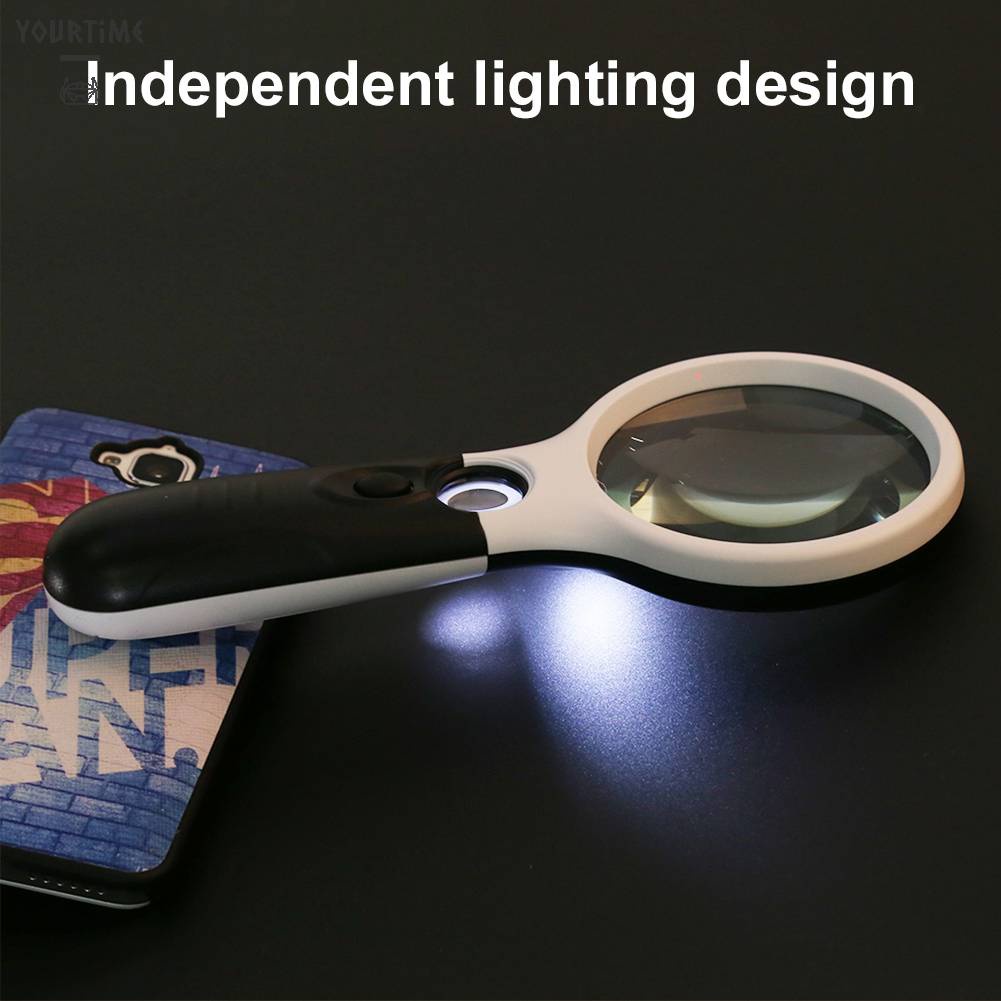 Kính Lúp Cầm Tay Phóng Đại 45X Có Đèn Dùng Đọc Sách Tiện Dụng