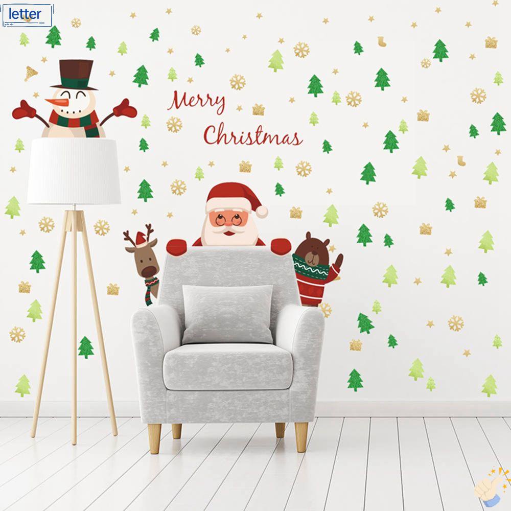 Đề Can Dán Tường / Kính Cửa Sổ Trang Trí Nội Thất Họa Tiết Giáng Sinh Bằng PVC Tháo Rời Được