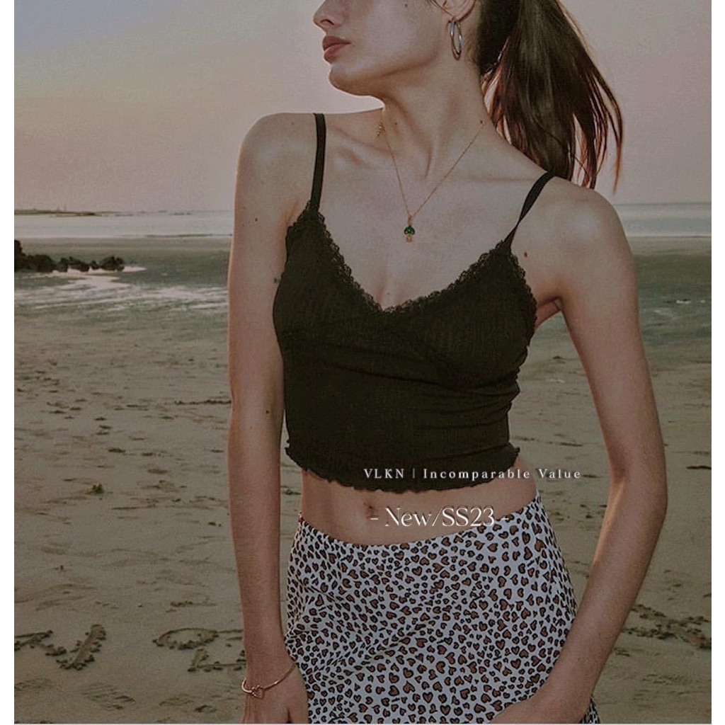 Áo hai dây viền ren va.len