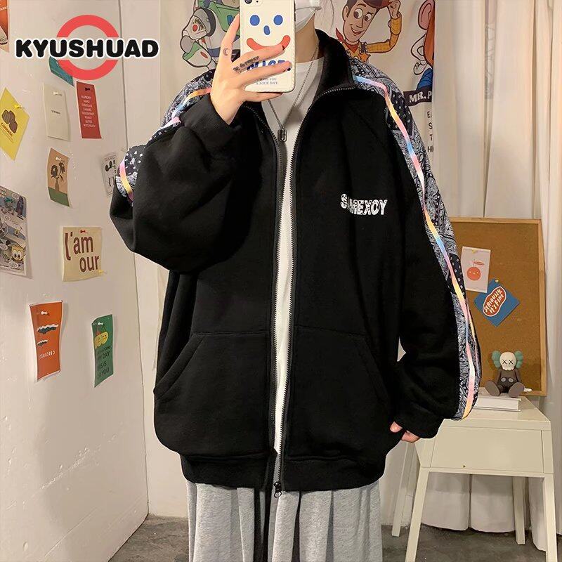 Áo khoác bóng chày EERSHENSHI tay dài dáng rộng viền sọc bên thời trang thể thao cho nam