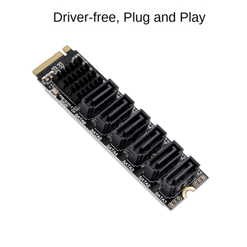 Card ChuyểN ĐổI M2 Sang 6 CổNg SATA Sang NVME M.2 Key M 6Gbps SSD Sang SATA3.0 Cho MáY TíNh