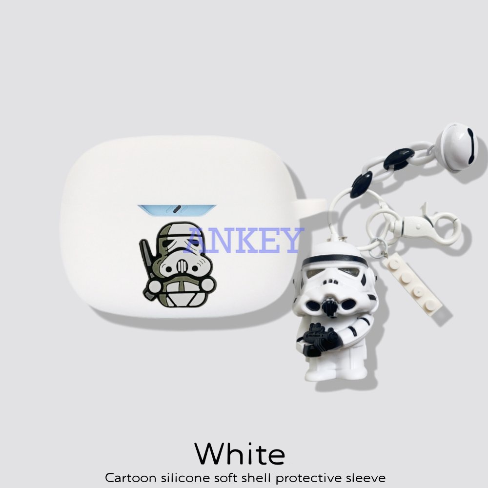 For Anker Soundcore Life Dot 3i / Note 3i / P2i P3i A20i A3i Earphone Silicone Case Black Soldiers Earbuds Protective Headphone Cover Headset Skin with Pendant