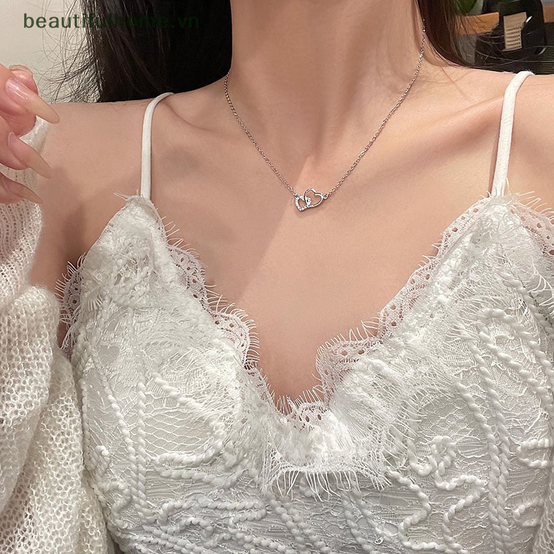 Vòng cổ Mặt Trái Tim Đính Đá Zircon Lấp Lánh Thời Trang Cho Nữ