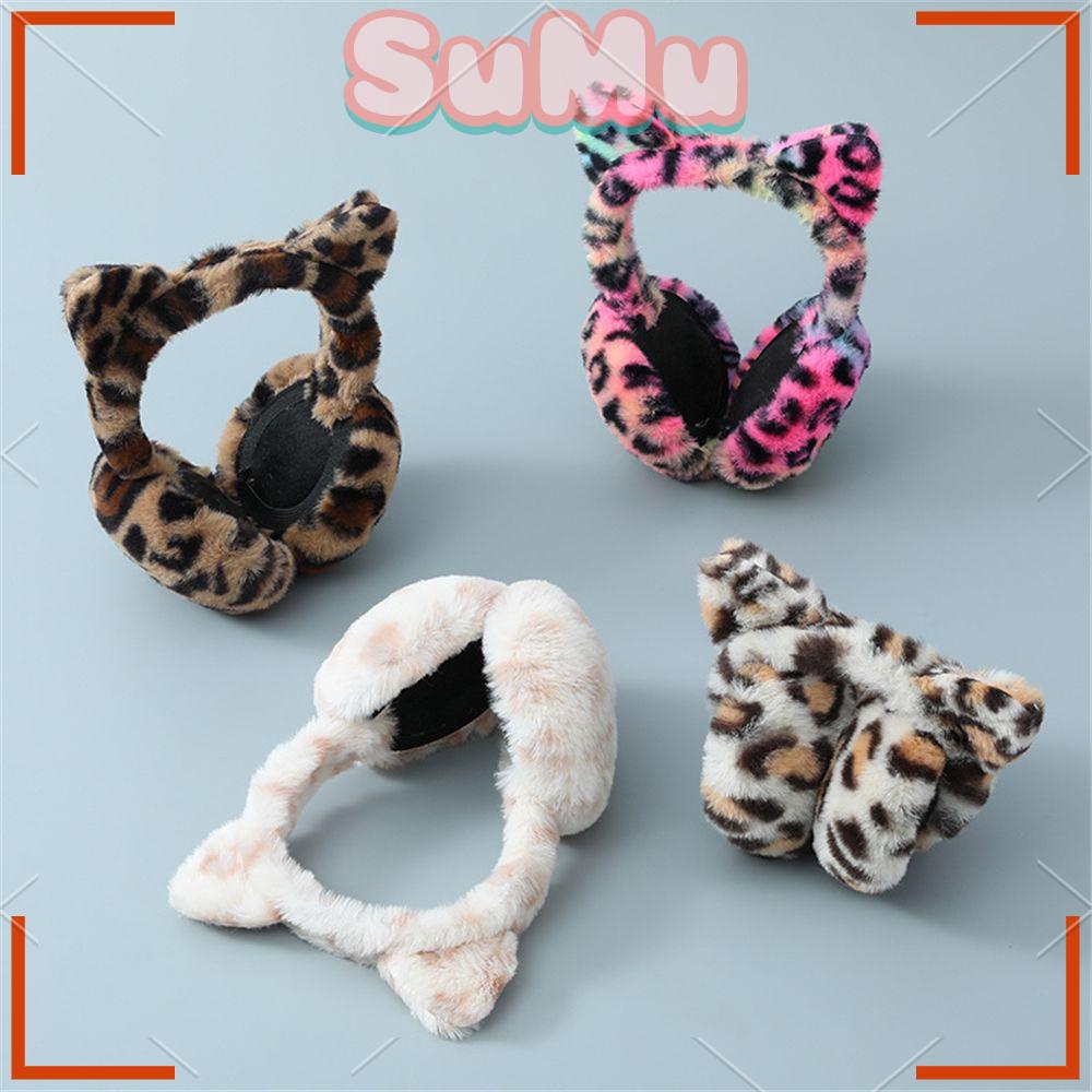 Chụp Tai Giữ Ấm Mùa Đông Mềm Mại Họa Tiết Da Báo