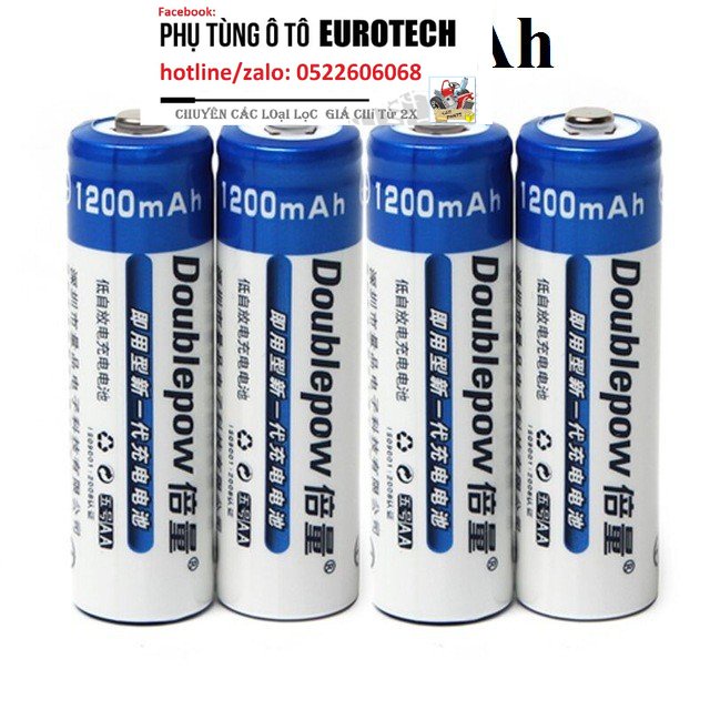 Bộ 4 viên pin tiểu sạc Doublepow AA 1200mAh