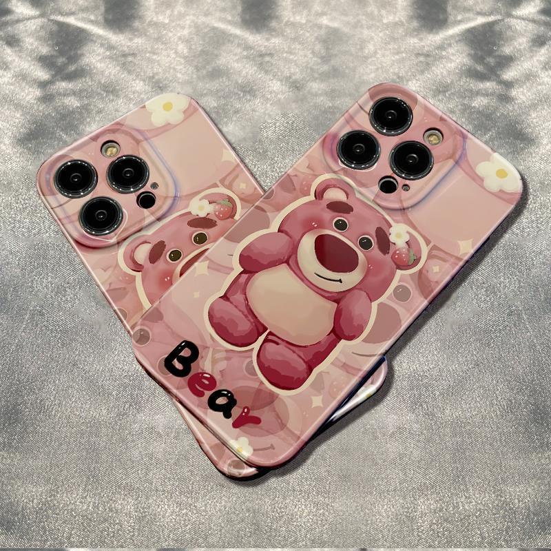 Ốp Điện Thoại Mềm Chống Sốc Màu Hồng In Hình Gấu Cho Iphone 14pro 12Plus 6In11 78max 13 PFPG
