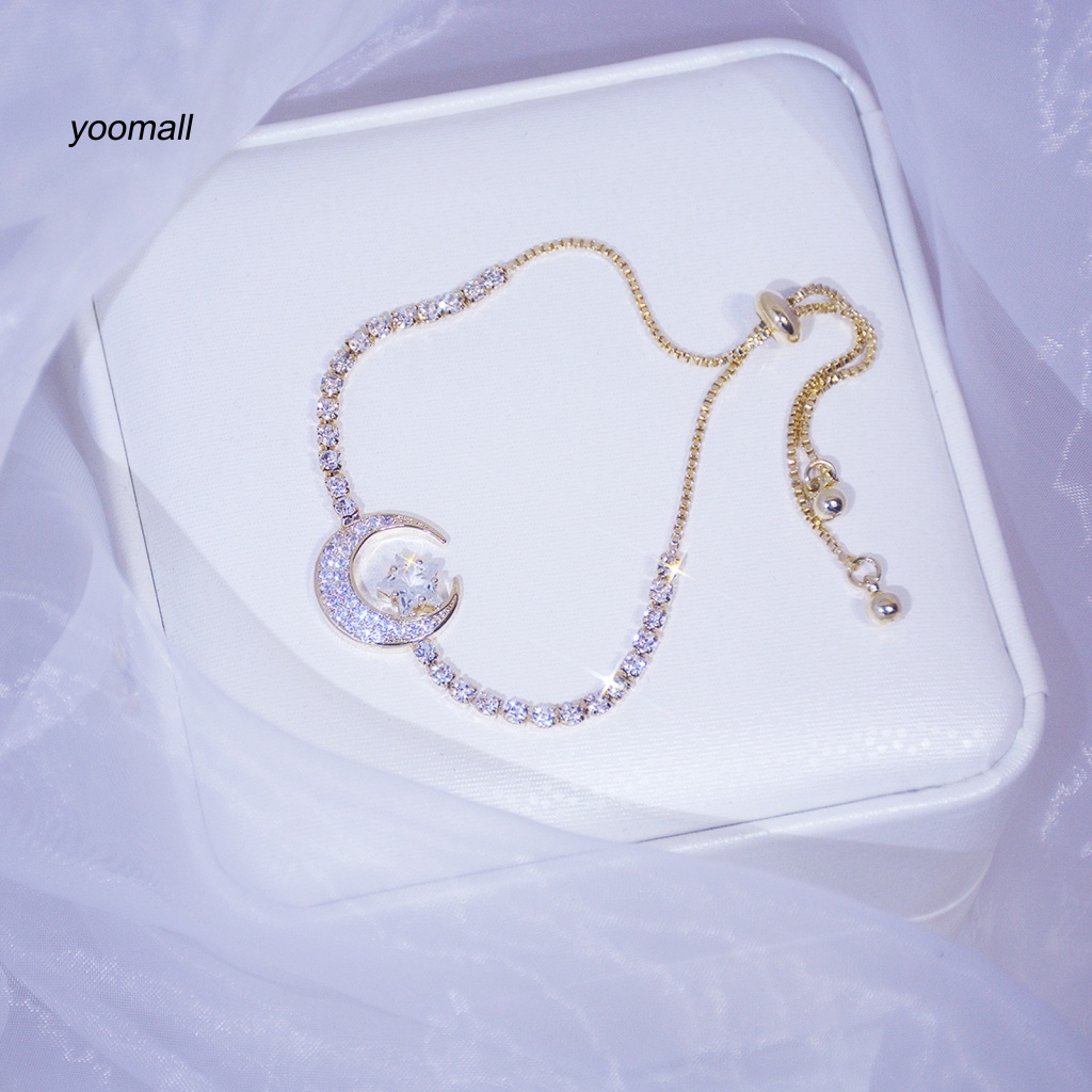 Vòng Tay Đính Đá Zircon Hình Ngôi Sao / Mặt Trăng Lấp Lánh Thời Trang