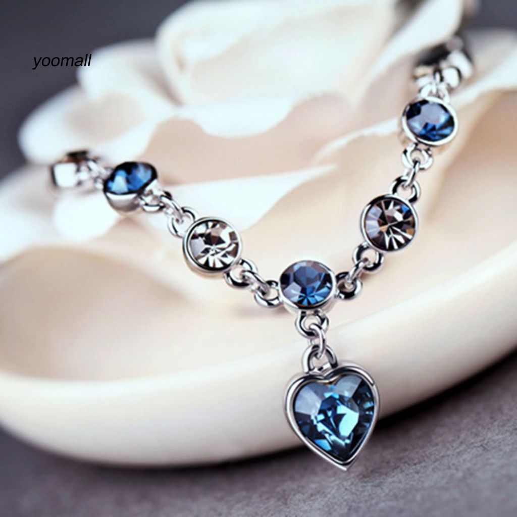 Vòng Tay Chuỗi Xích Đính Đá Zircon Hình Trái Tim Cho Ngày Valentine