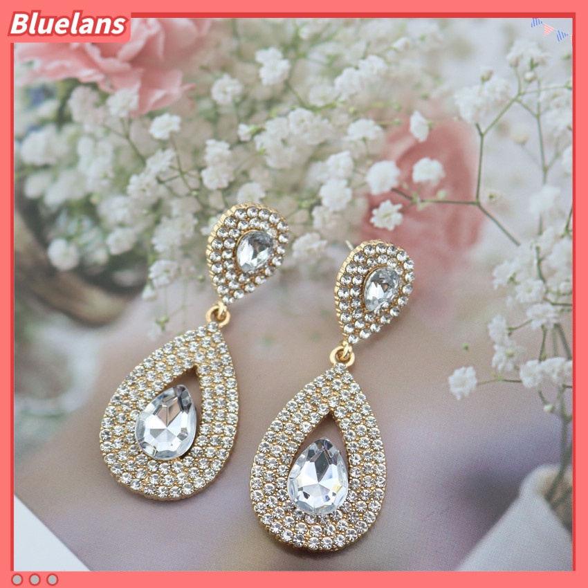 [BLS] Bông Tai Xỏ Lỗ Dạng Chuỗi Hạt Kim Cương Phong Cách Âu Mỹ Cho Nữ